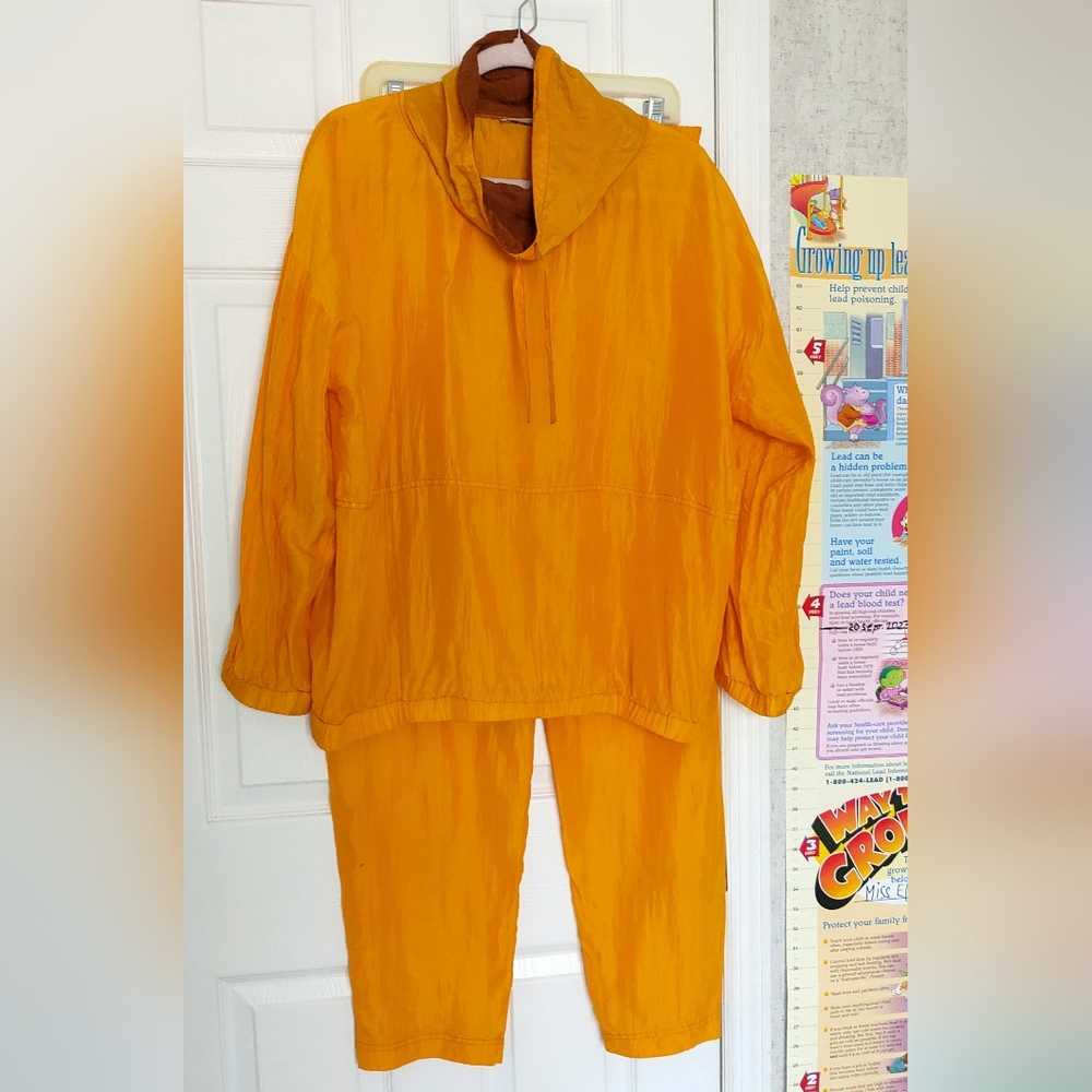Vintage  Adam Douglas Women's Silk Set  mustard yellow large Pants Top